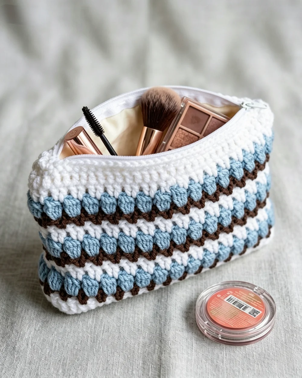 the nautical knit cosmetic bag